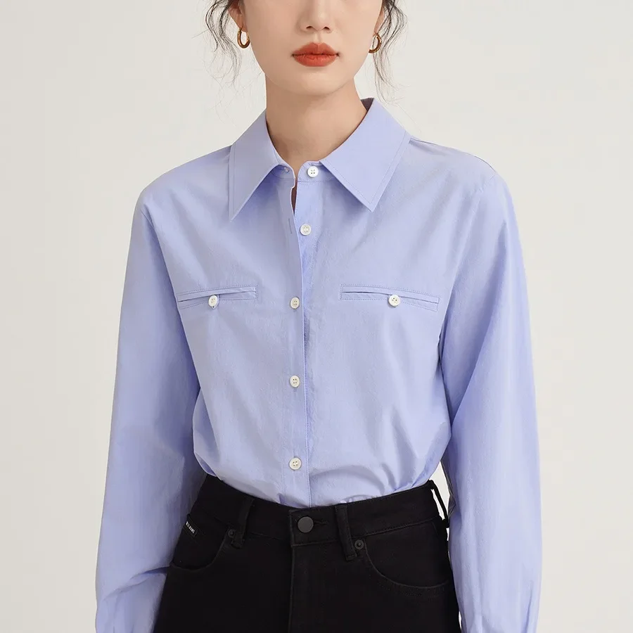 Женская осенняя рубашка с длинным рукавом стильная разумный дизайн нишевый