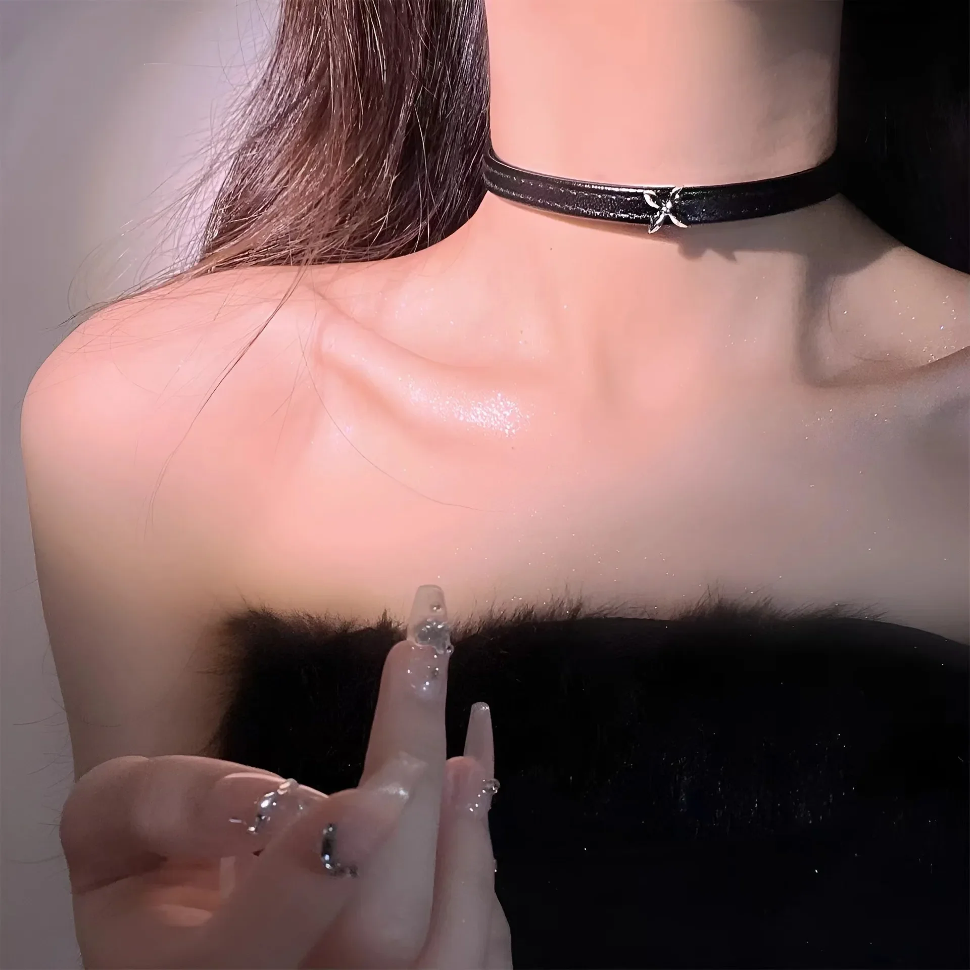 Готический Харадзюку Индивидуальность Чжан Юаньинг же модель Крест Черный