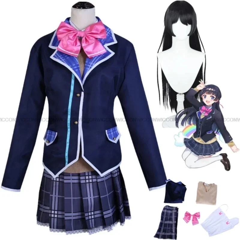 Аниме Vtuber Virtualsan-Looking Tsukino Myto Косплей Костюм Цукино Мито Парик Япония Jk Школьная