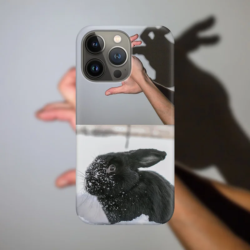 

Korean Ins Fashion Black rabbit hand shadow Phone Case for Iphone14pro/14/13pro/11/12/13promax/XR X XSmax Hard Case Cover