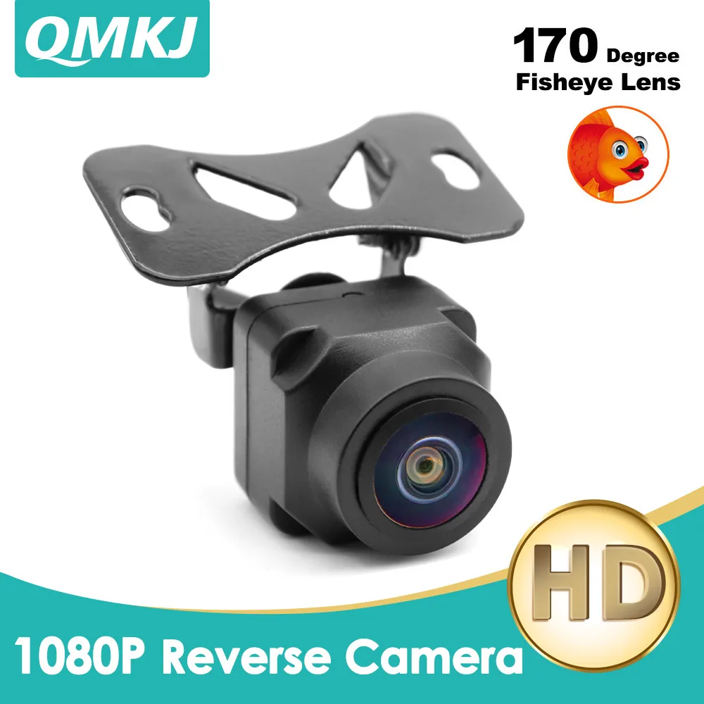 QMKJ CCD Автомобильная камера заднего вида рыбий глаз с чипсами HD ночного видения