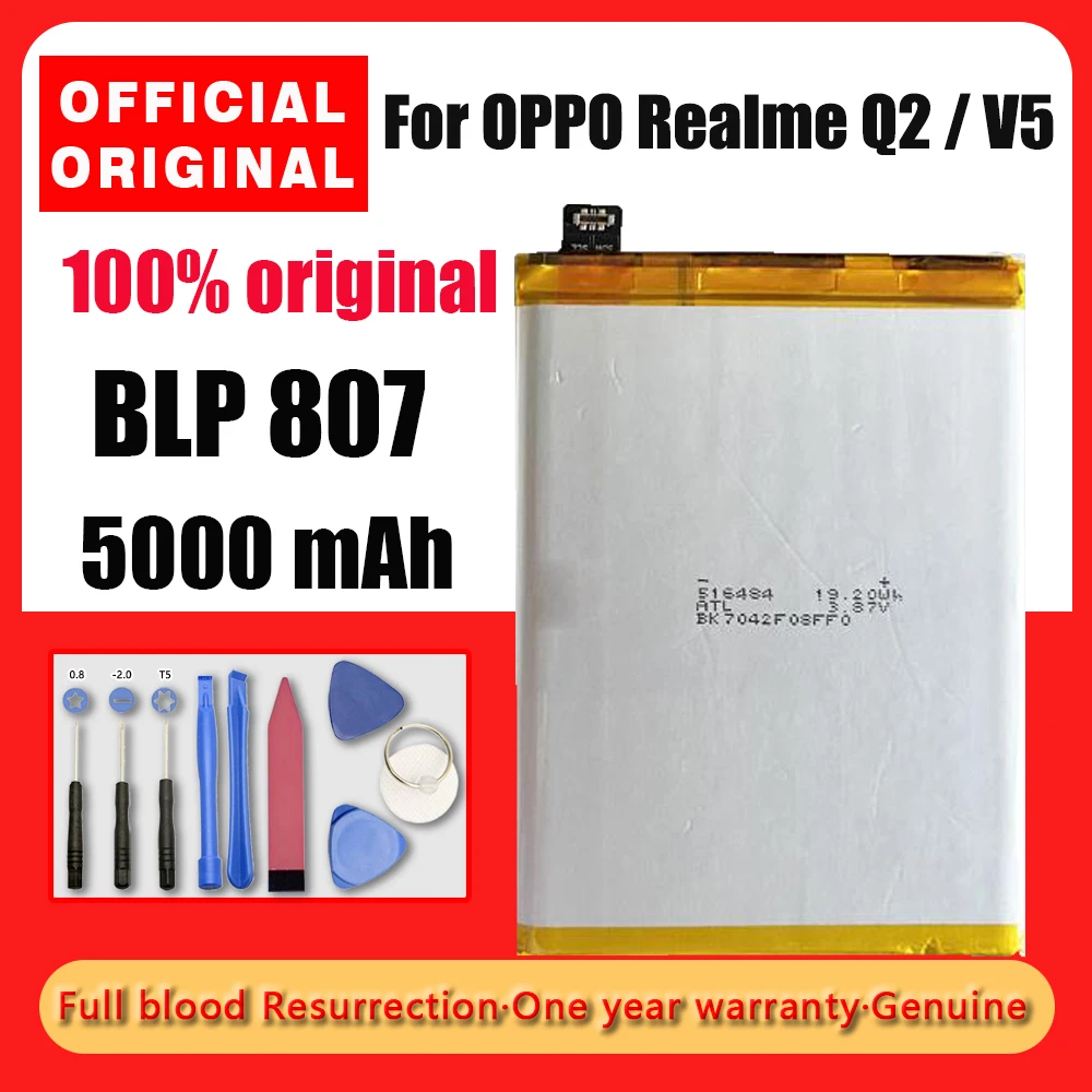 Новый аккумулятор BLP807 5000 мАч для смартфона OPPO Realme Q2 V5 RMX2117 RMX2111 RMX2112