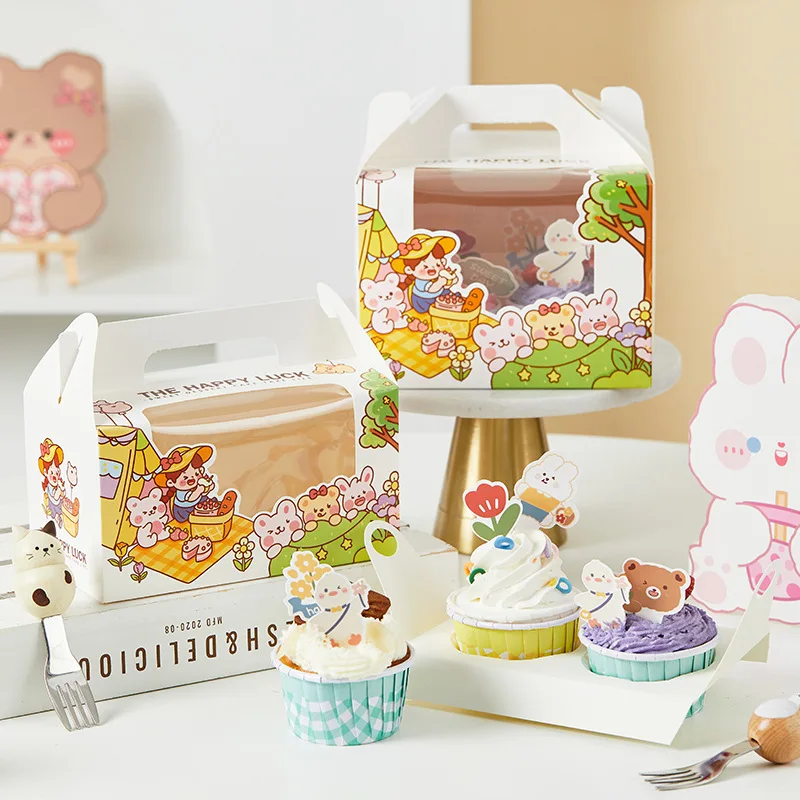 Картонная коробка для кексов 1/2/4/6 чашек