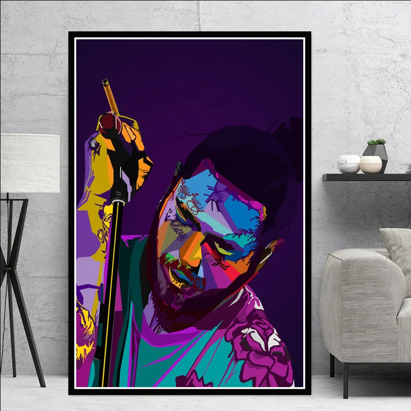 

Malone Hip Hop Rapper Music Singer Star canvas paintings picture on the wall decorations for home decor Plakat