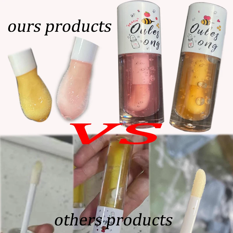 Peach Milk Honey Lip Oil Relieves Dry Moisturizing Lip Gloss Fades Lip Lines Water Light Lips Big Brush Head Korean Cute Makeup