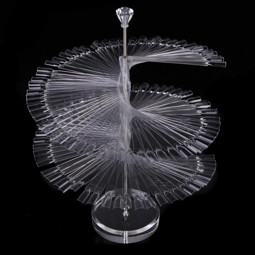 

120 Sticks Nail Art False Tips Polish Rotary Fan Rack Display Stand False Nails Showing Shelf Rack Manicure Practice Tools