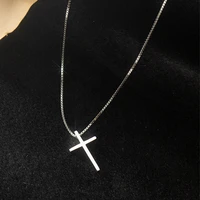 fashion cross pendants necklaces women silver color link chain clavicle choker necklace female metal jewelry bijoux collares