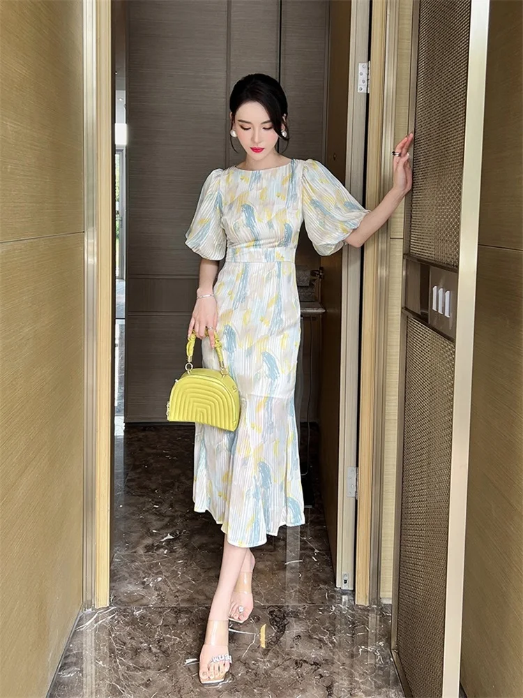 Платье с пышными рукавами термочувствительное мягкое летнее 2024