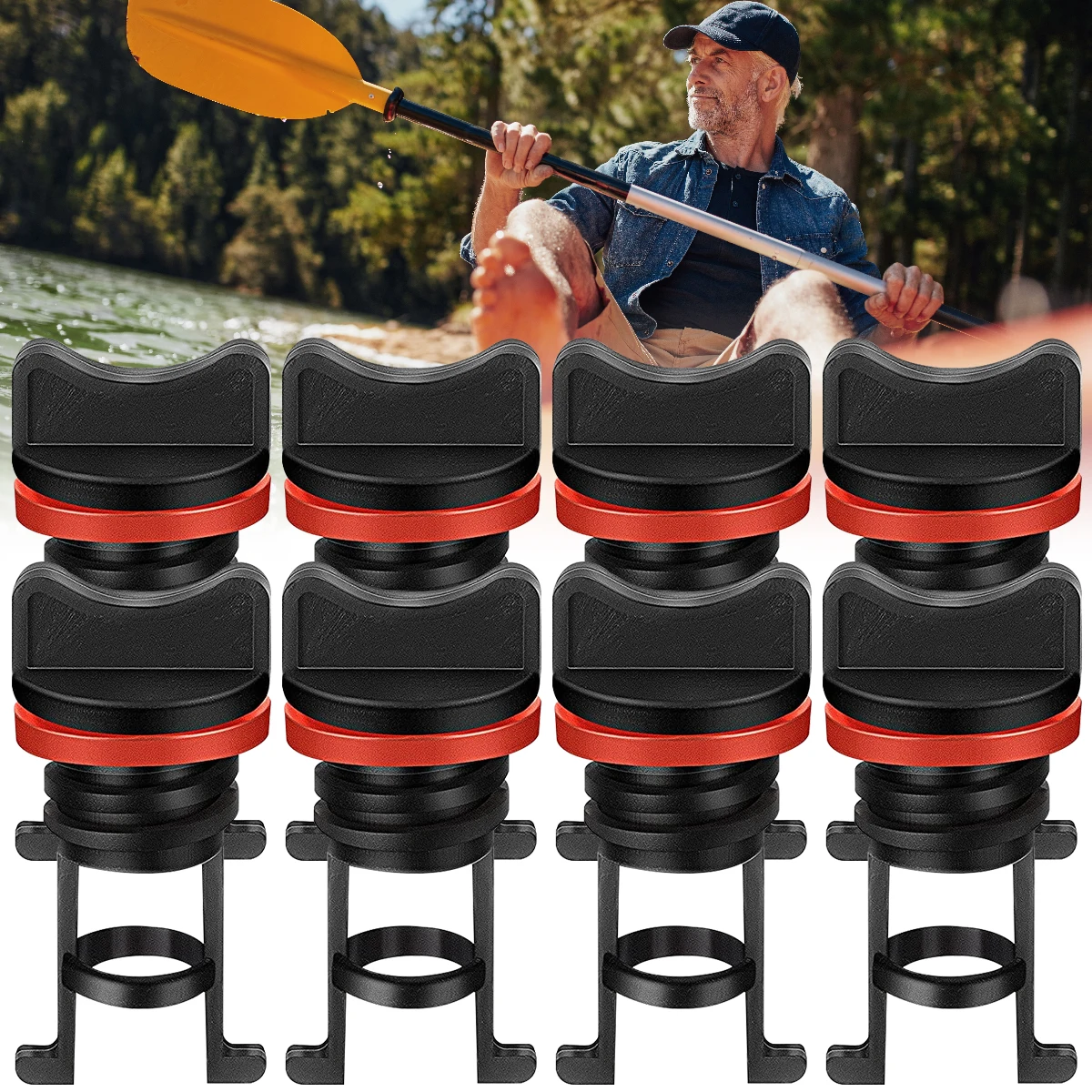 

L 8 Pcs Nylon Kayak Drain Plug Kit Quality Thread Drain Plugs Black Canoe Boat Hull Thread Drain Plugs for Kayak ocean kayak Di
