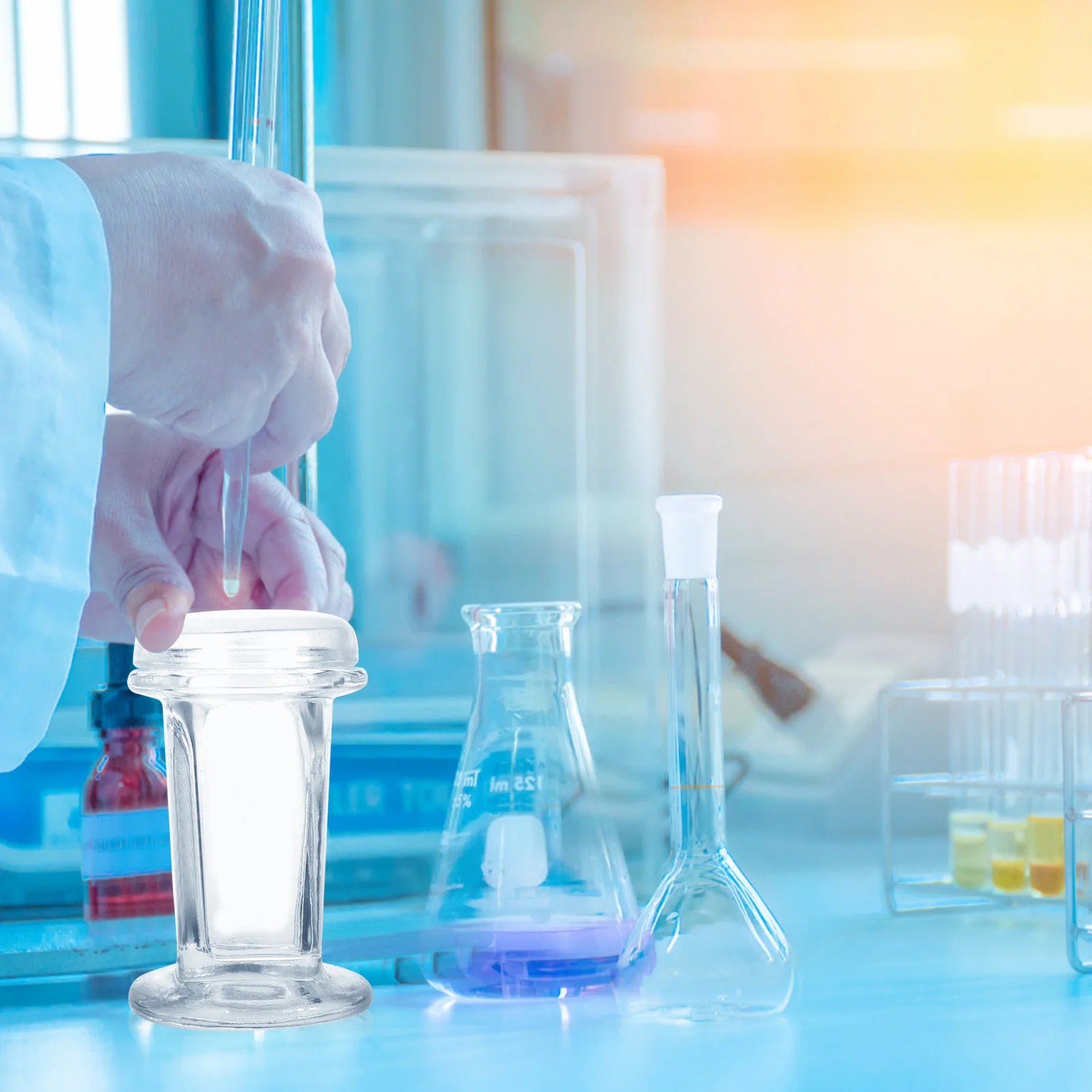 

1pc Professional Laboratory Glass Staining Jar 5-Slide Capacity Staining Tank