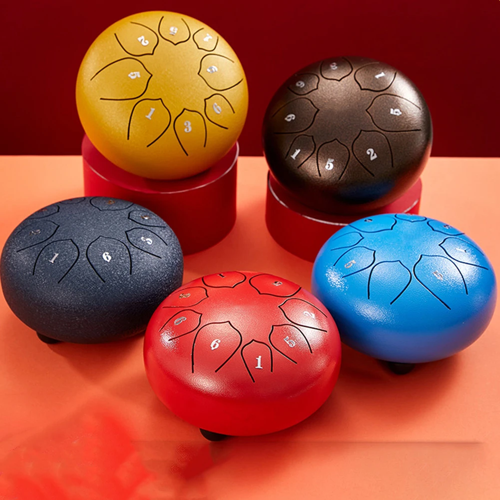 

Steel Tongue Drum Set 6 Inch 8 Tune Handpan Mini Drum Drumstick Sticker Finger Cover Storage Bag Percussion Musical Instruments