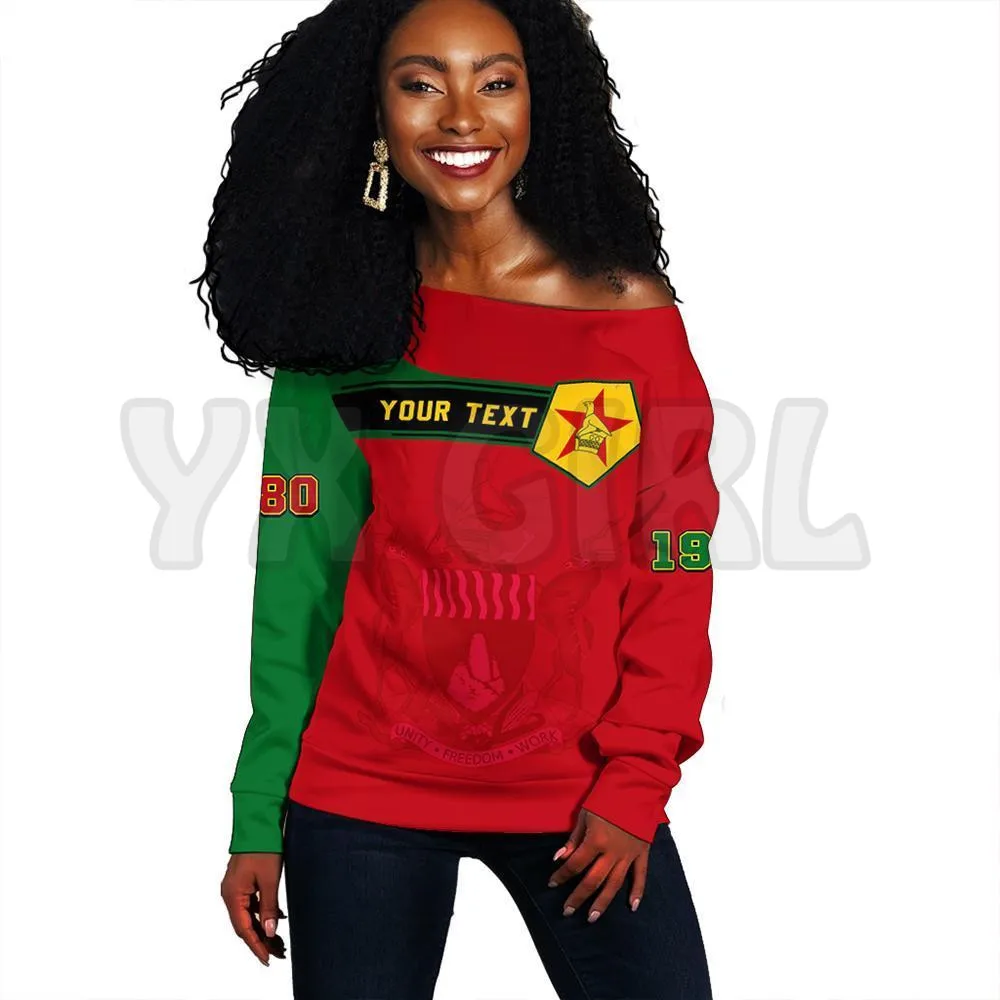 YX GIRL Custom Your Text Greek Life Zimbabwe  3D Printed Novelty Women Casual Long Sleeve Sweater Pullover