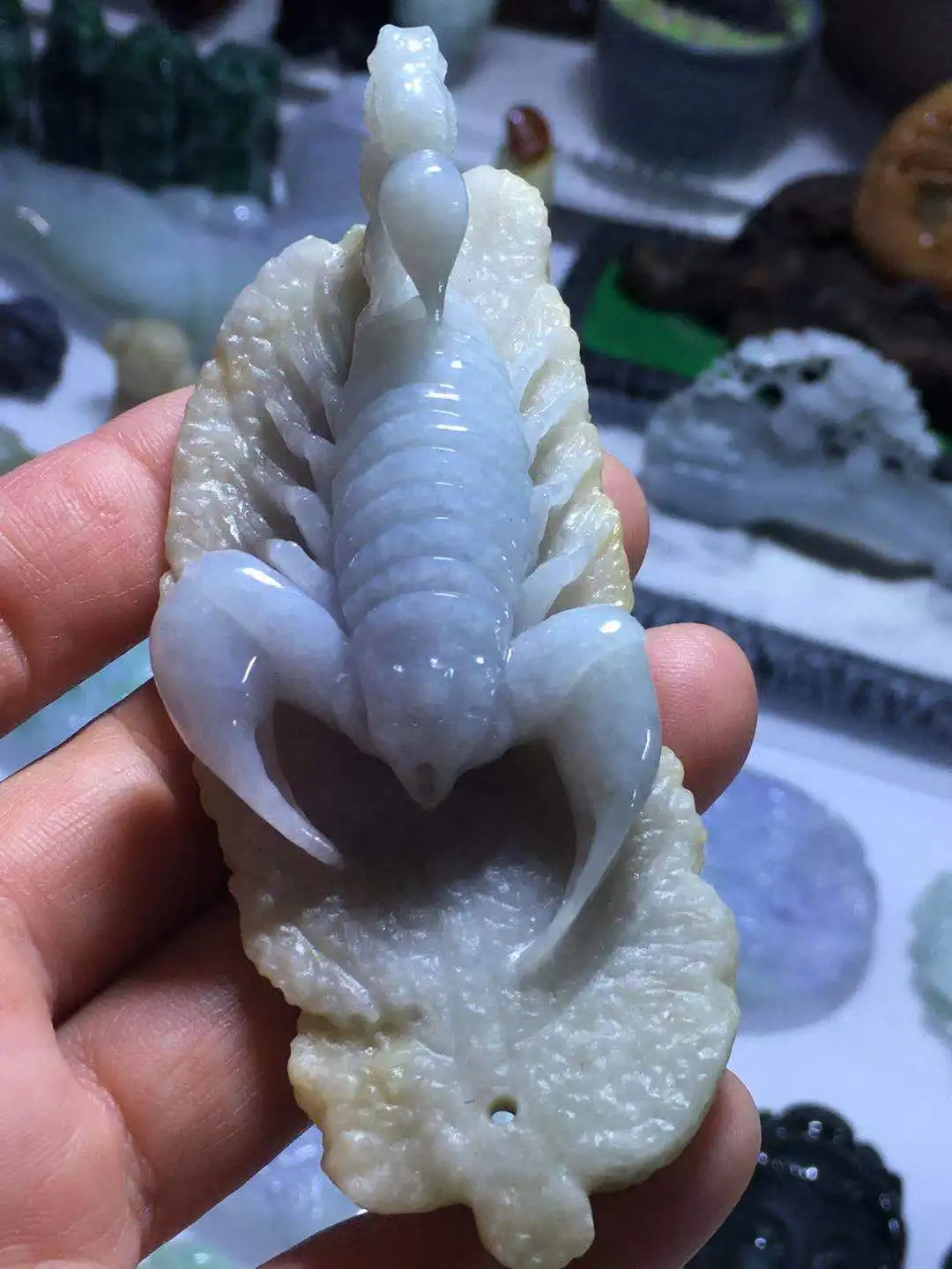 

Натуральный 7А зеленый нефритовый Скорпион, зеленый нефрит, кулон, Нефритовое ожерелье, подвески, ювелирные изделия, нефритовые ожерелья дл...