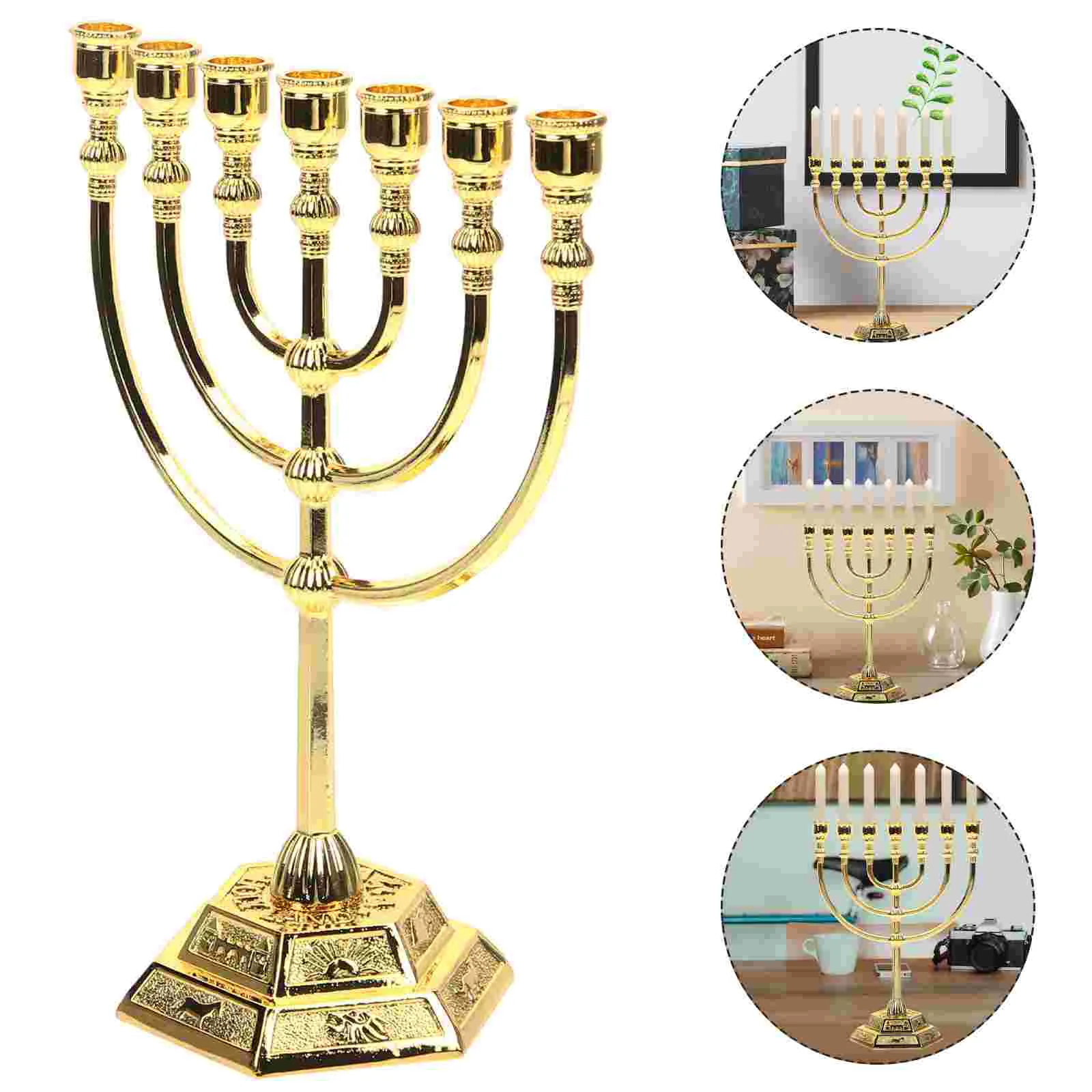 

Israel Menorah Vintage Decorative Desktop Candlestick 7-Arms Candelabrum Multi- Head Candelabrum