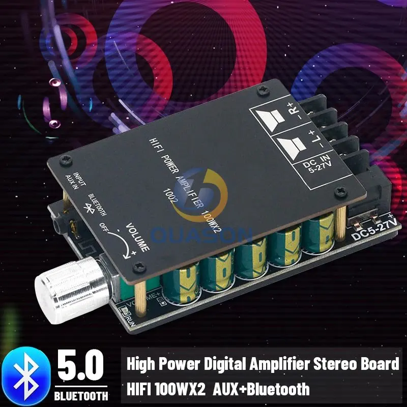 ZK-1002 HIFI 100WX2 TPA3116 Bluetooth 5.0 High Power Digital Amplifier Stereo Board AMP Amplificador Home Theater