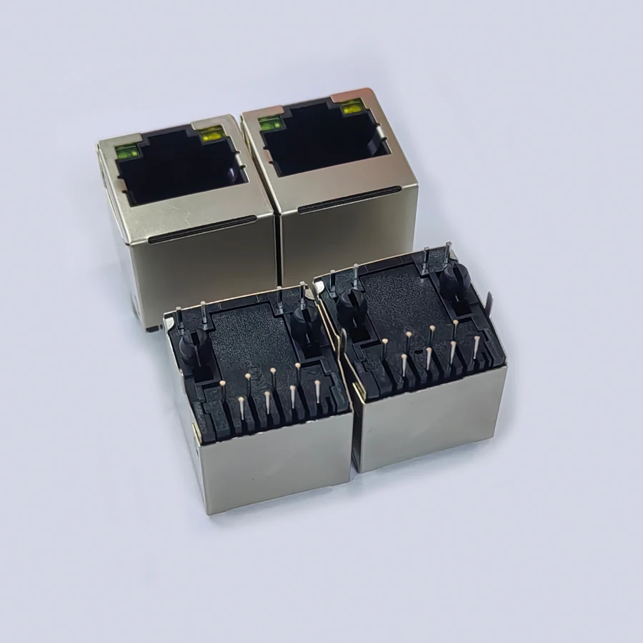 

20 шт./лот стальной экран RJ45 8P8C разъем/разъем 180 градусов вертикального типа со светодиодом для сети Интернет модульный