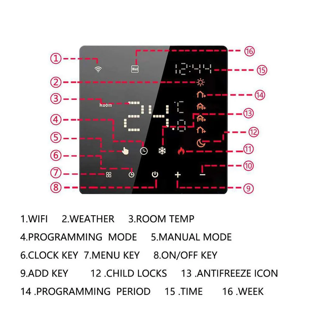 MAXKOSKO Tuya Smart Wifi Термостат для газового котла и электрического нагревательного