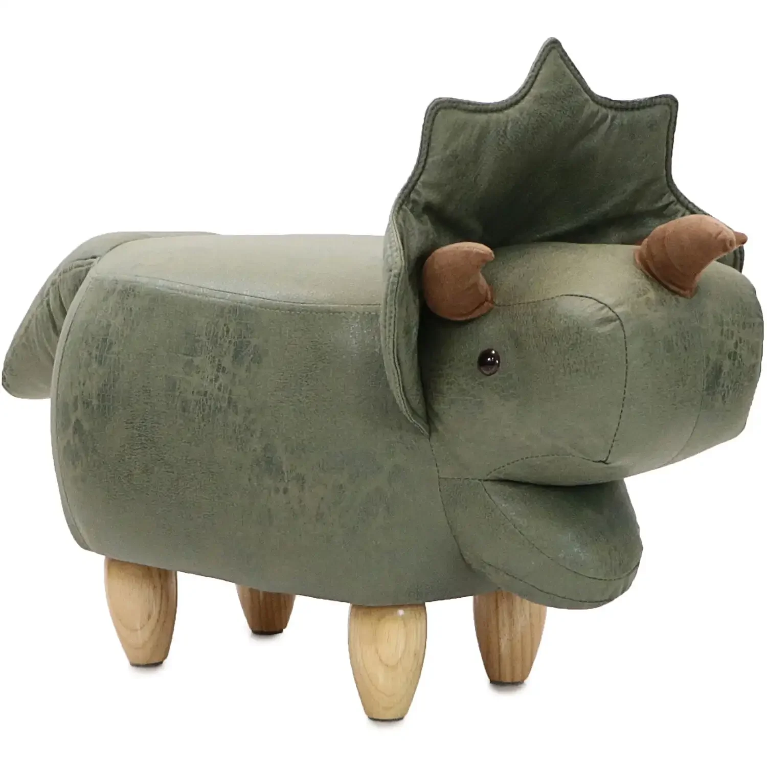 

Critter Sitters 14-In. Seat Height Green Triceratops Dinosaur Animal Shape Ottoman - Furniture for Nursery, Bedroom, Playroom, a