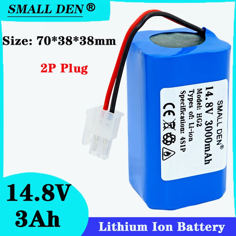 

14.8V3A HG2 4S1P 18650 lithium battery pack Built-in BMS, used for robot sweeper vacuum cleaner rechargeable battery + 2P plug