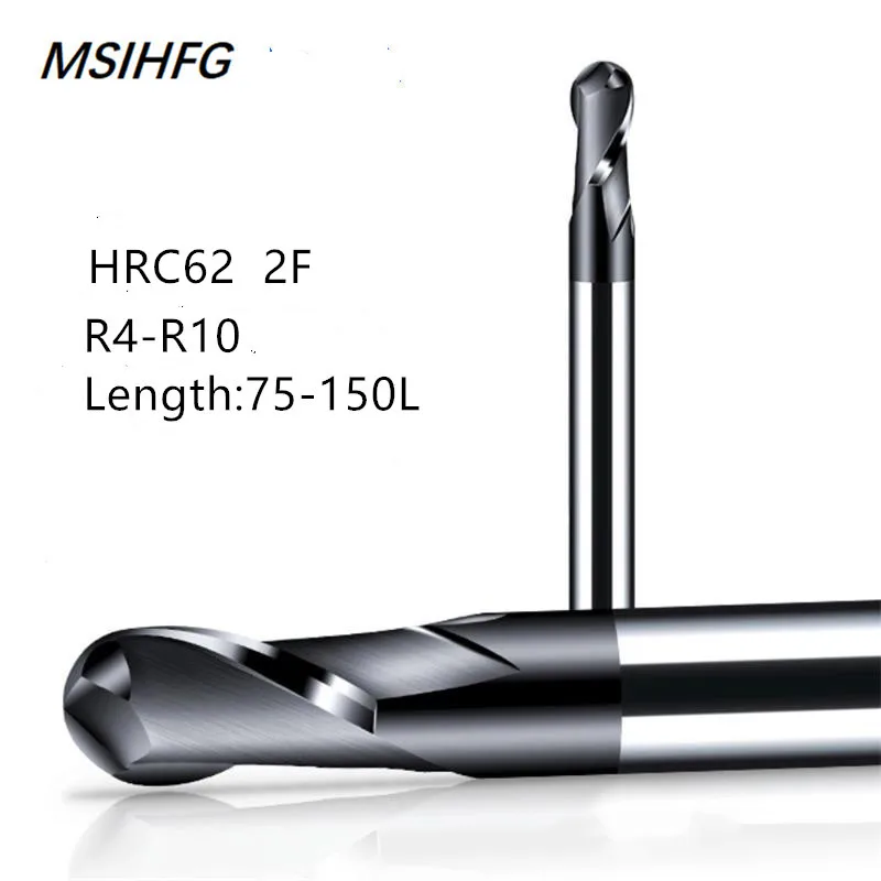

HRC62 2F Carbide Ball Nose End Mill Aluminium wood Copper Processing CNC Router Tungsten Steel Sprial Bit Carbide End Mill