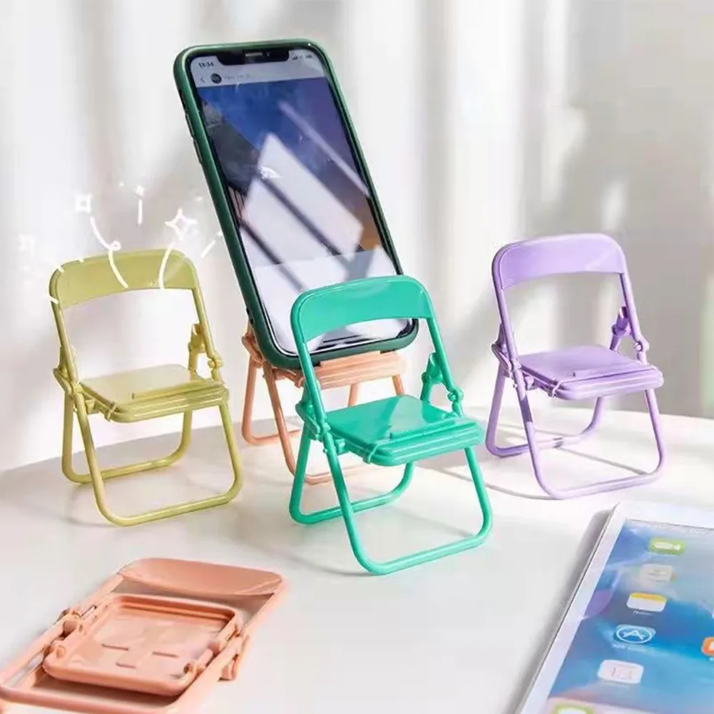 

2022New Mobile Universal Chair Desktop Mobile Phone Support Cute Macarone Accessories Folding Convenient Mobile Phone Support