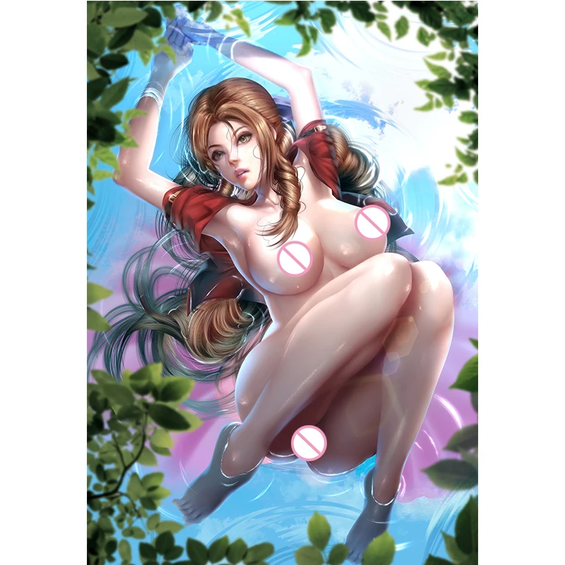 

Custom Anime Jungle Leaves Lake Alice Nude Sexy Girl Art Posters HD Wall Art Canvas Painting for Living Room Home Decor Picture