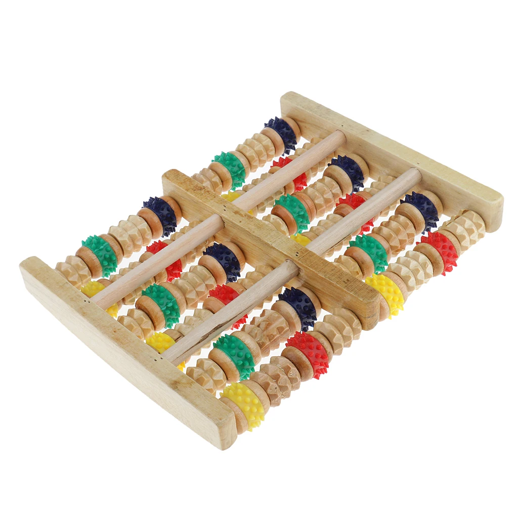 Деревянный шестирядный массажер для ног с роликом глубокого очищения свода