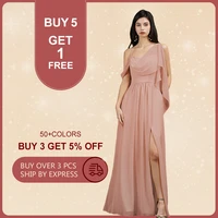 misshow dusty rose slit chiffon bridesmaid dresses spaghett straps maid of honor dress formal women prom party gowns bm3109