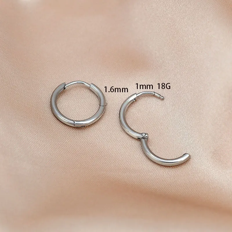 18G Smooth Piercing Stainless Steel Earrings Gold Hoop Earrings for Women Girls Rounded Helix Hoops Daith Huggie Female Jewelry images - 6