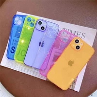 jome fluorescent neon clear case for iphone 13 12 11 pro max xs se 2 xr x 6 6s 7 8 plus cute candy color soft silicone gel cover