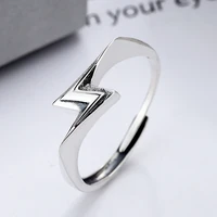 silver 925 real 100 rings for women euramerican style lightning shaped adjustable finger ring couple fashion jewelry gift