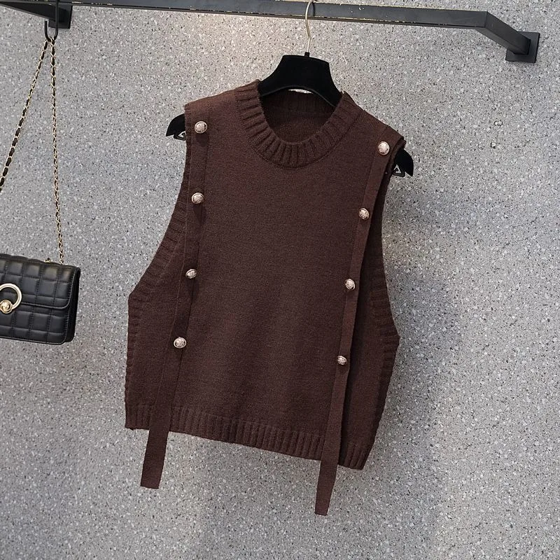 Женский трикотажный свитер без рукавов свободный Облегающий топ на весну и осень