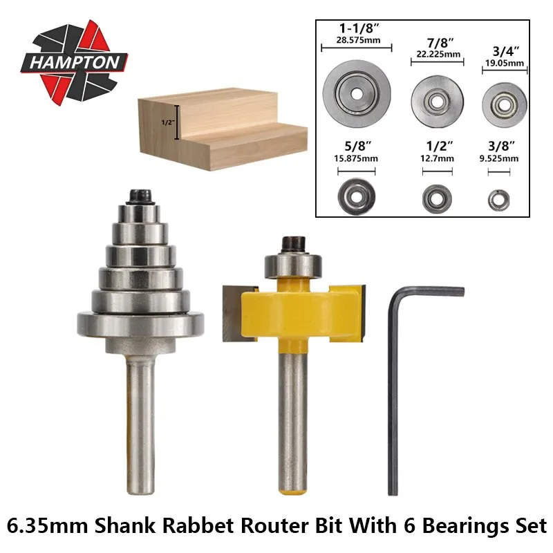 

Фреза для гравировки по дереву, хвостовик 6,35 мм, 6 подшипников