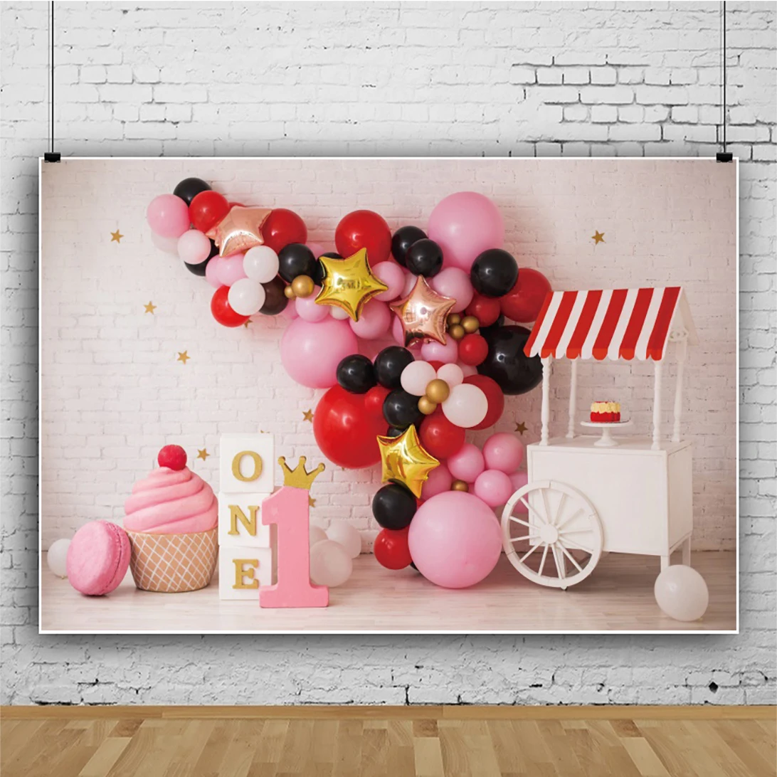 

Colorful Balloon Decoration Background Child's First Birthday Celebration Party Backdrop Photography Vinyl Booth Poster Decor
