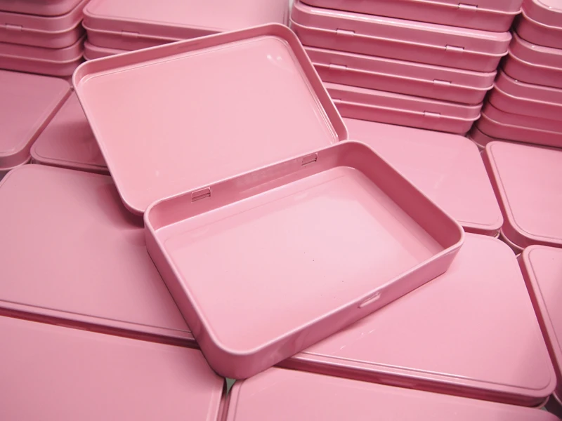 New Arrival 133X88X20mm Rectangle pink tea tin box candy jewelry storage box trinket case with hinge 54pcs/lot