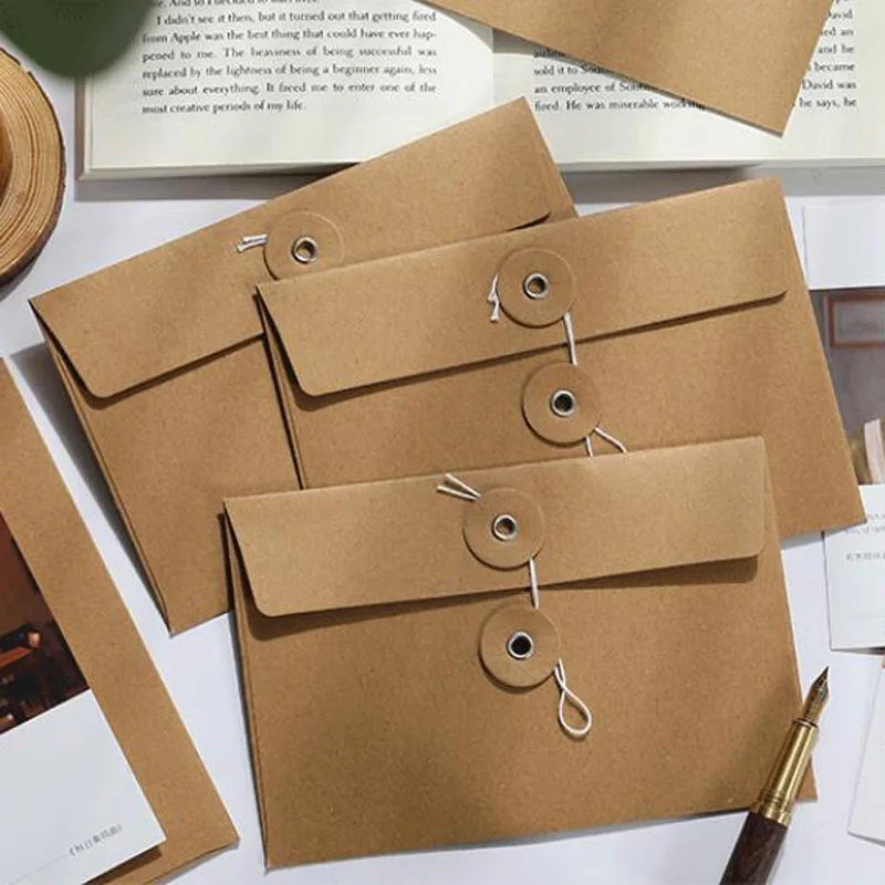 

200 шт./лот простая сумка в стиле ретро для хранения крафт-бумаги, сумка для конвертов, сумка для конвертов с ремешком, оптовая продажа