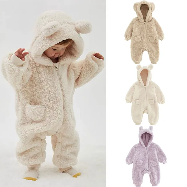 0-2Y Newborn Baby Rompers Spring Autumn Warm Fleece Baby Boys Costume Baby Girls Clothing Animal Overall Baby Outwear Jumpsuits 1