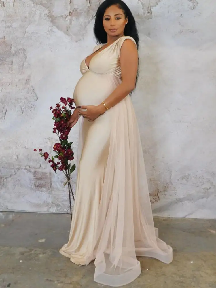

Veil Wedding Backless Maternity Pregnant Women Light Blue 2022 Summer Off Shoulder Sexy Prom Engagement Robe Photography Gown
