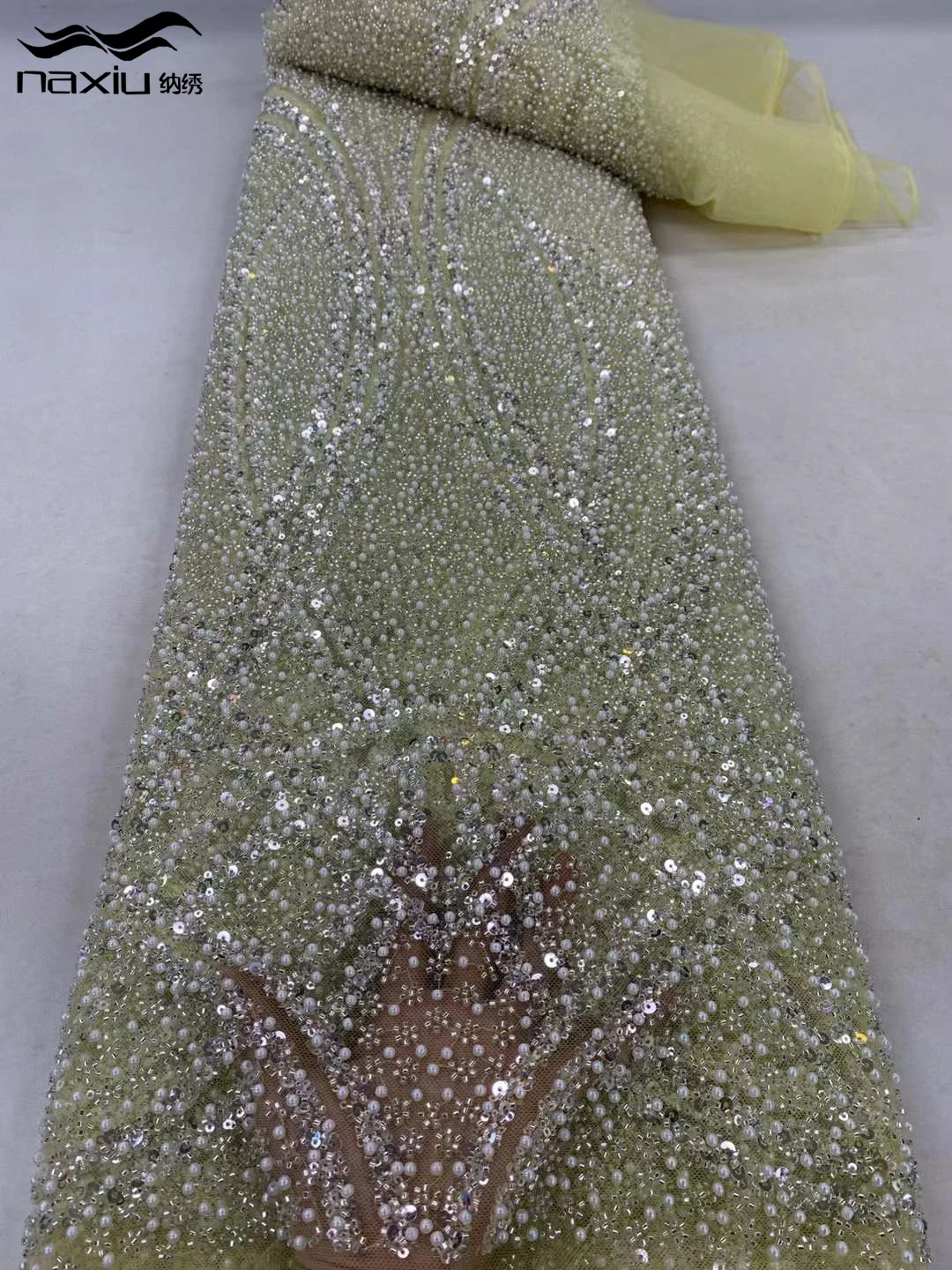Мэдисон-Роскошная нигерийская кружевная ткань из бисера ручной работы блестки