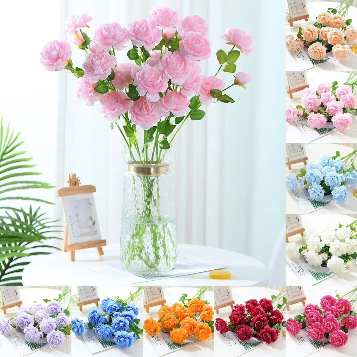 

10Pcs Imitation Peony Rose Wedding Living Room Bedroom Artificial Flower Plants Silk Flower Arrangement Decoration Home Decor