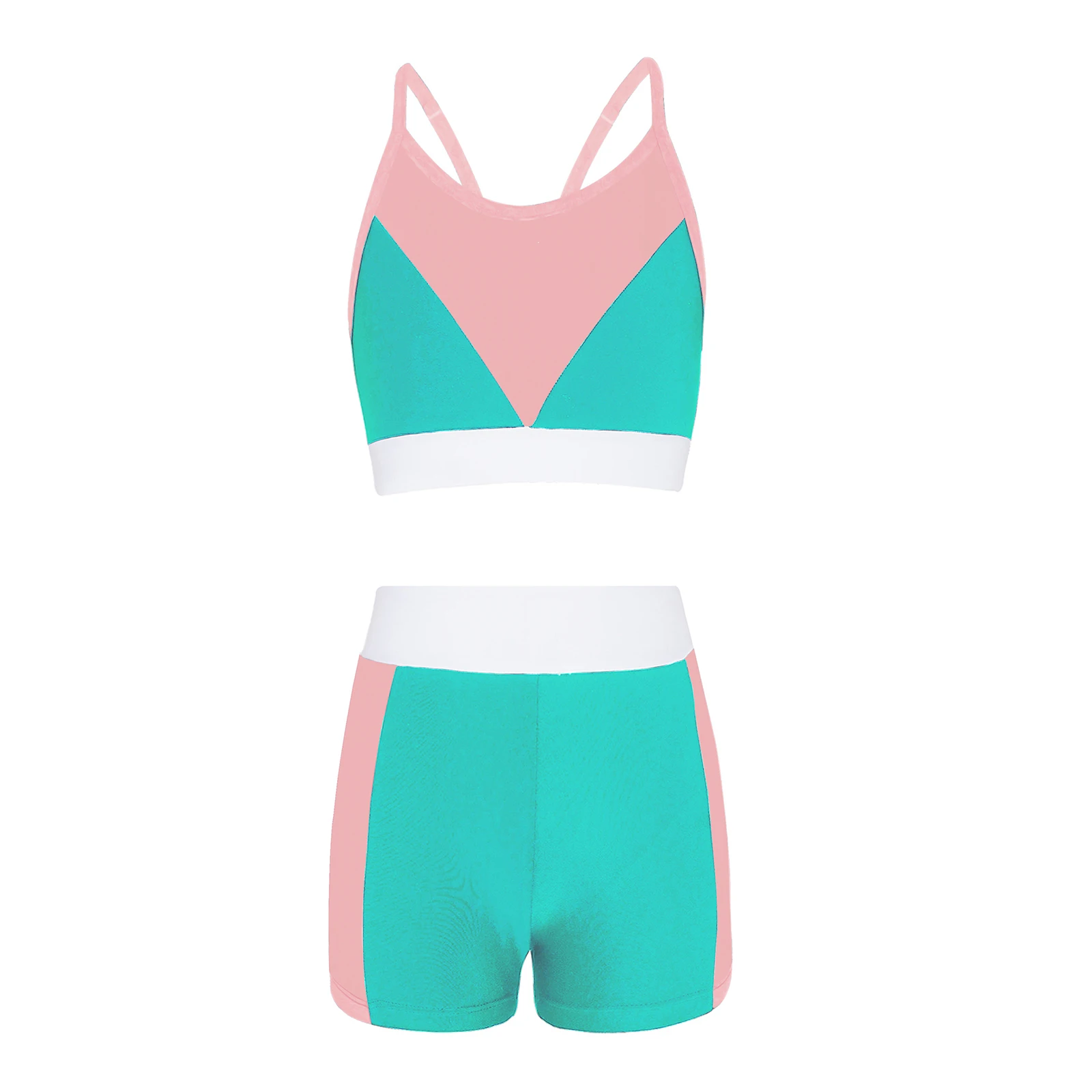 Детский спортивный костюм для девочек жилет без рукавов с цветными блоками