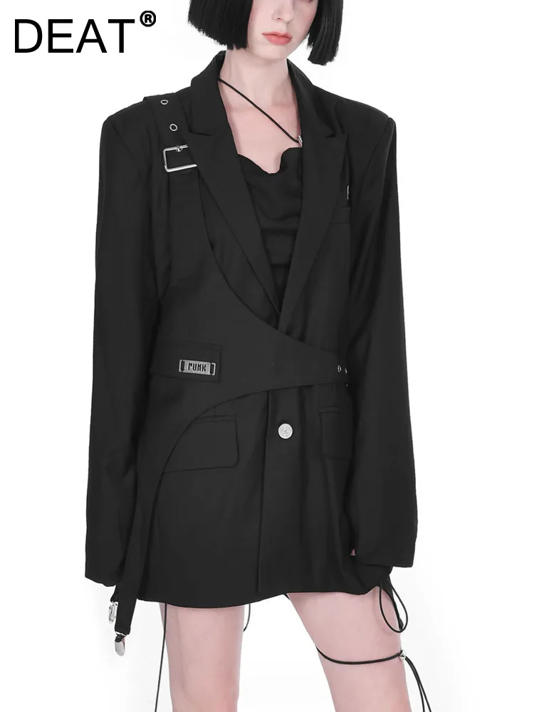 

DEAT New Women Fashion Design Solid Color Temperament Coat Single Breasted Streetwear Loose Long Sleeve Suit 2023 Winter 13DA790