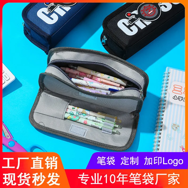 

Zipper Bag Primary and Secondary School Students Oxford Cloth Pencil Bag Large-capacity Stationery Box Pencil Storage Bag