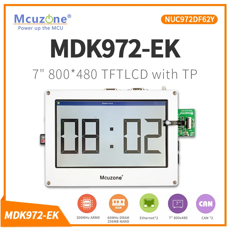 

MDK972-EK_T70 NUC972 NUC970 64MB DDR2 16MB+256MB FLASH,LCDC, JPEG codec, 7" 800480 TFTLCD with TP, QT GUI,usb wifi,N99141 CAN