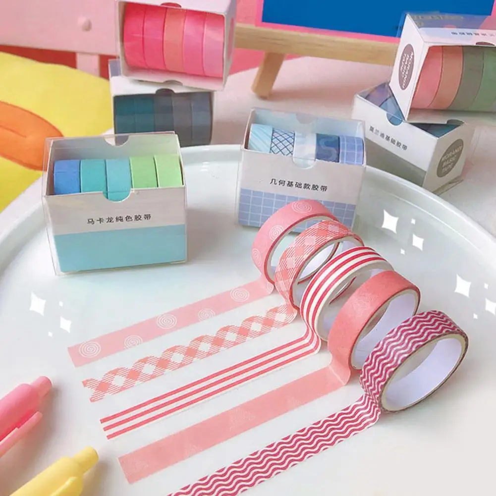 

Exquisite 5 Rolls Delicate Handbook Macaron Decoration Decal Sticker Washi Sticker DIY Creation for Book
