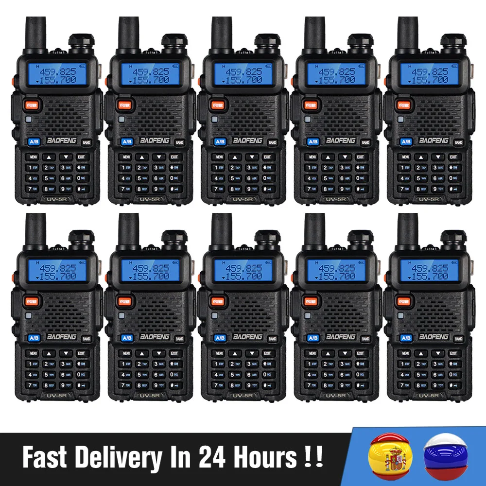 10pcs BaoFeng Walkie Talkie UV-5R Two Way Cb Radio Upgrade Version Baofeng UV-5R 128CH 5W/8W VHF UHF 136-174Mhz & 400-520Mhz