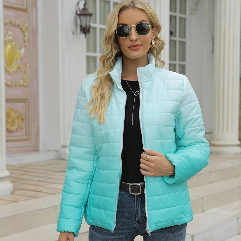 LUOYIYANG Gradient Clothes Women Pockets Fashion Casual Winter Warm Coat Parkas Winter Jacket Women 2022 Cotton Padded