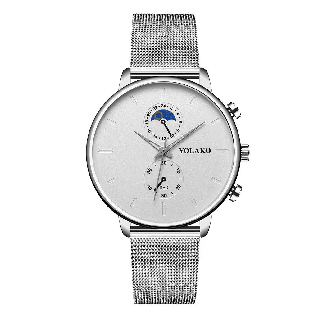 

YOLAKO Men's Quartz Stainless Steel Band Newv Strap Watch Analog Wrist Watch Exquisite Classic Wrist Watches For Men Reloj Homb