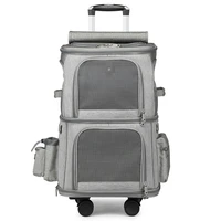 double layer pet trolley bag portable outdoor telescopic pull rod case foldable dog carrier cat carrier pet carrier