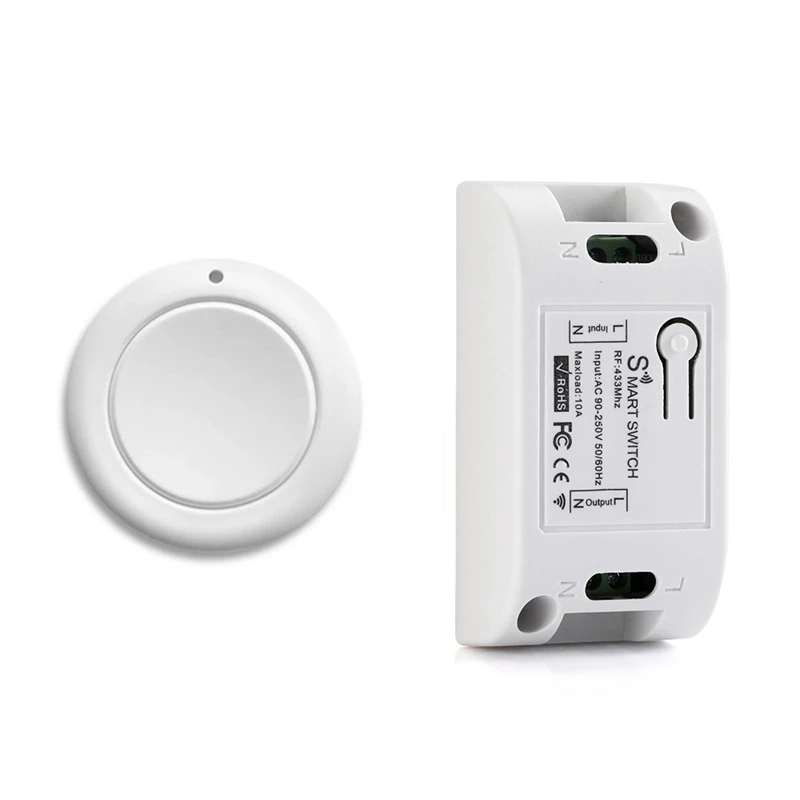 

Smart Home Wireless Light Switch RF 433 Mhz Remote Control AC 110V 220V Receiver Push Button Bedroom Ceiling Lamp Switch